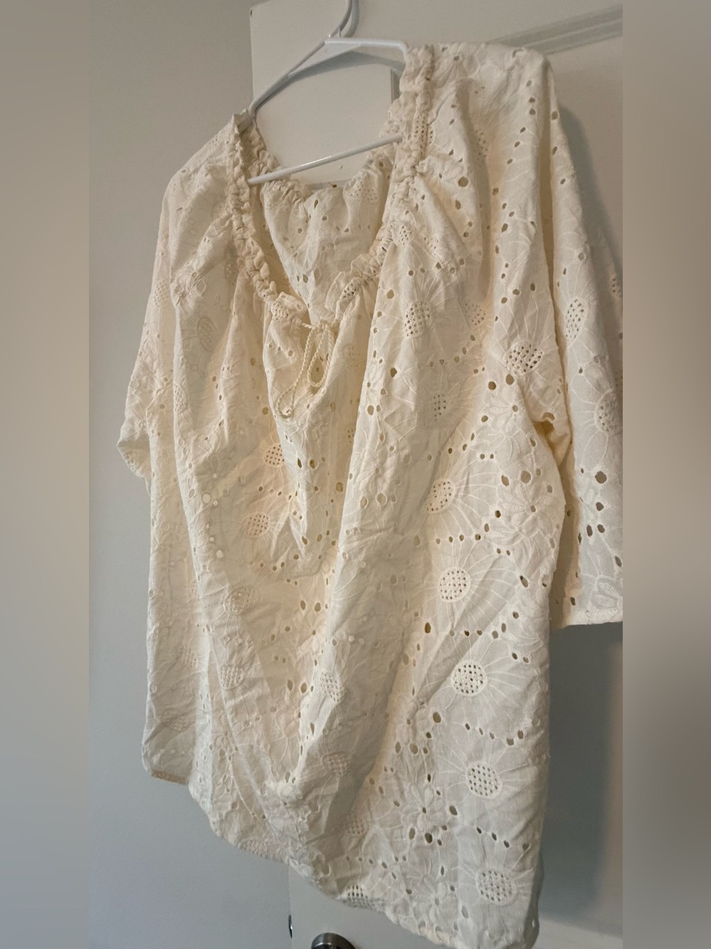 Ruby Rd. Cream Eyelet Peasant Blouse - Picture 3 of 6